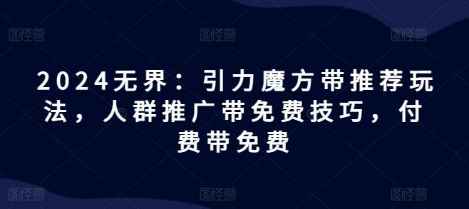 2024无界：引力魔方带推荐玩法，人群推广带免费技巧，付费带免费-点子口袋网