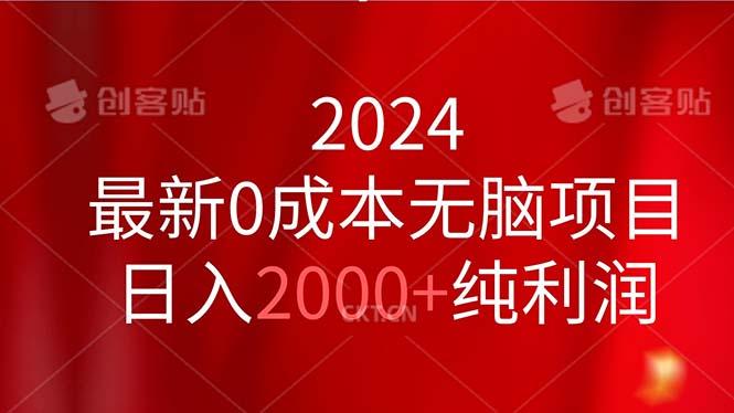 2024最新0成本无脑项目，日入2000+纯利润-点子口袋网