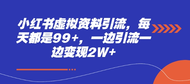 小红书虚拟资料引流，每天都是99+，一边引流一边变现2W+-点子口袋网