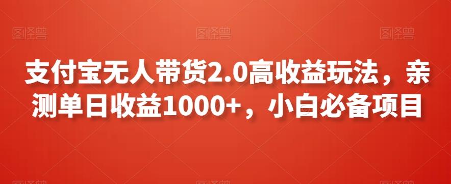 支付宝无人带货2.0高收益玩法，亲测单日收益1000+，小白必备项目【揭秘】-点子口袋网