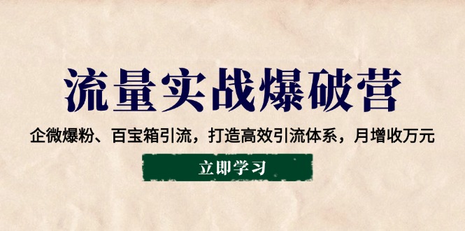 流量实战爆破营：企微爆粉、百宝箱引流，打造高效引流体系，月增收万元-点子口袋网