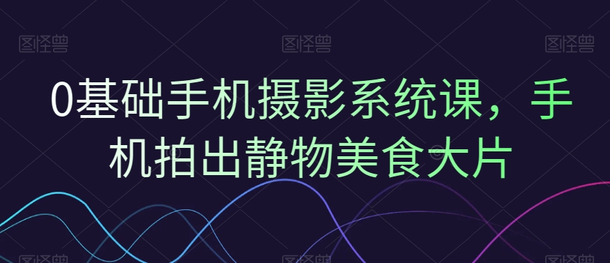 0基础手机摄影系统课，手机拍出静物美食大片-点子口袋网