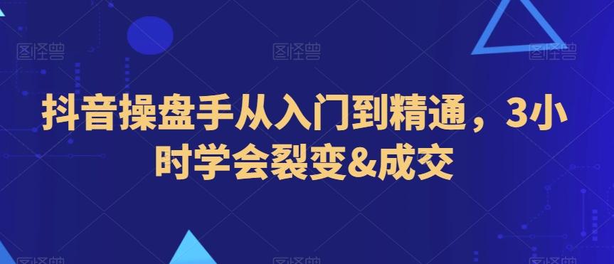 抖音操盘手从入门到精通，3小时学会裂变&成交-点子口袋网