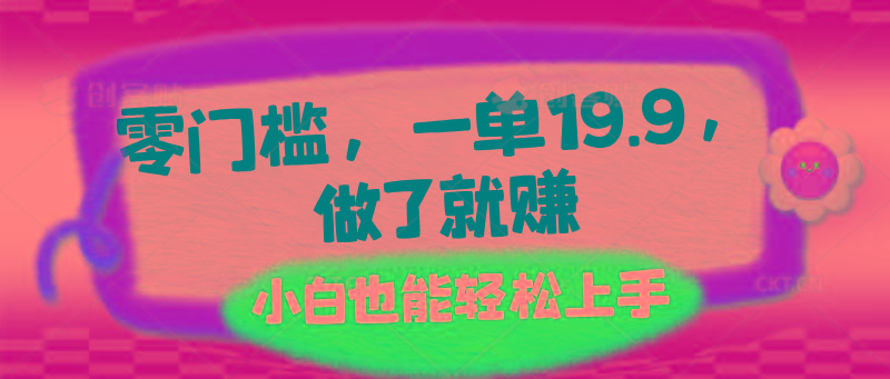 零门槛，一单19.9，做了就赚，小白也能轻松上手-点子口袋网