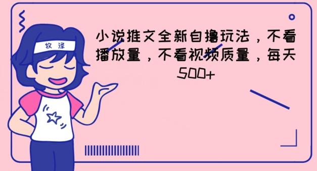 小说推文全新自撸玩法，不看播放量，不看视频质量，每天500+【揭秘】-点子口袋网