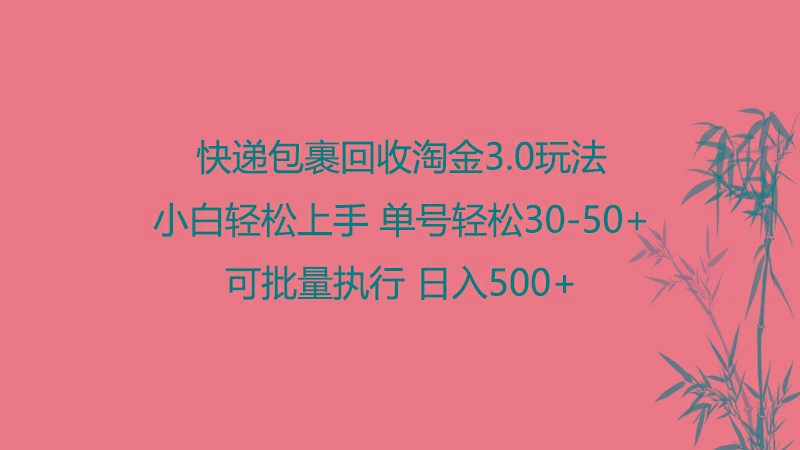 快递包裹回收淘金3.0玩法 无需任何押金 小白轻松上手-点子口袋网