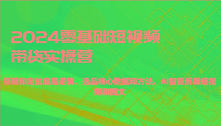 2024零基础短视频带货实操营-搭建和定位底层逻辑、选品核心数据和方法、AI智能剪辑-点子口袋网