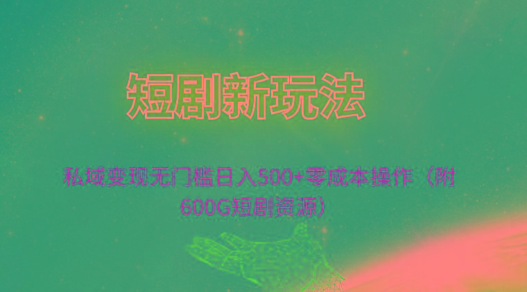 (9894期)短剧新玩法，私域变现无门槛日入500+零成本操作(附600G短剧资源)-点子口袋网
