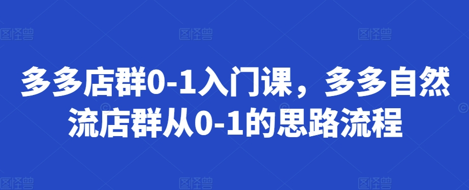 多多店群0-1入门课，多多自然流店群从0-1的思路流程-点子口袋网