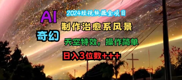 2024短视频掘金项目，AI制作治愈系风景，奇幻天空特效，操作简单，日入3位数【揭秘】-点子口袋网