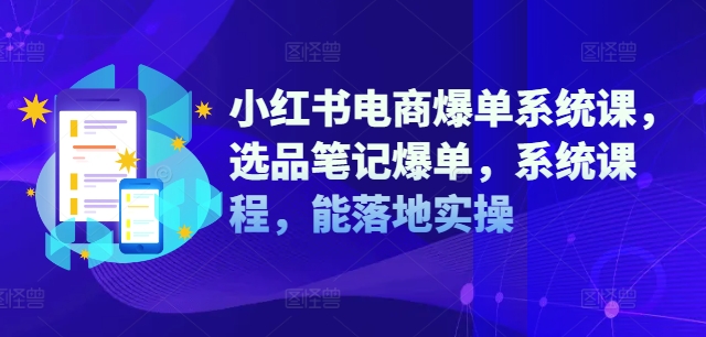 小红书电商爆单系统课，选品笔记爆单，系统课程，能落地实操-点子口袋网