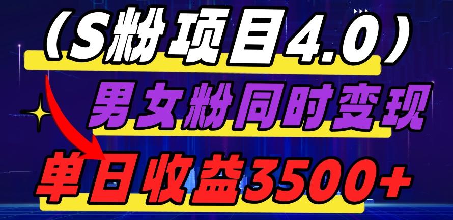 S粉项目4.0，男女粉通吃，男女粉同时变现，单日收益3500+-点子口袋网