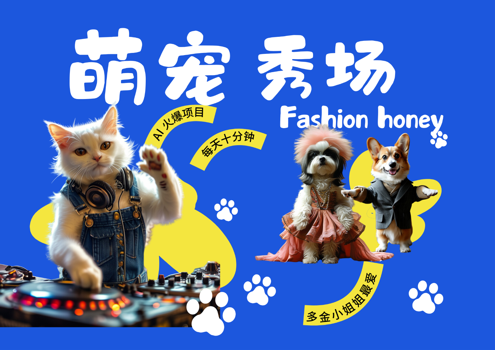 酷飒动物跳舞走秀 时尚喵FASHION汪 多金小姐姐最爱的 轻松月入破W-点子口袋网