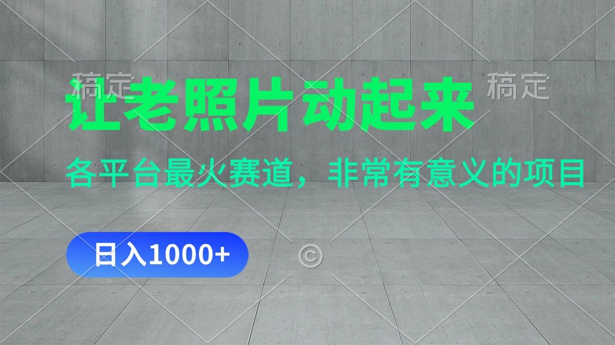 让老照片动起来，一天变现1000+，各平台最火赛道，看完就会-点子口袋网