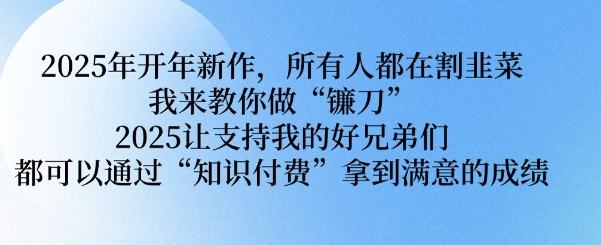 2025年开年新作，所有人都在割韭菜，我来教你做“镰刀” 2025让支持我的好兄弟们都可以通过“知识付费”拿到满意的成绩【揭秘】-点子口袋网