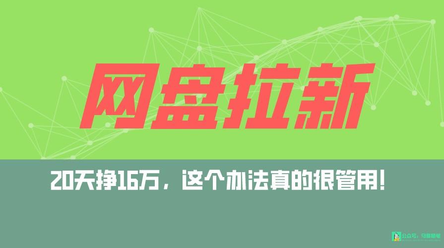 网盘拉新+私域全自动玩法，0粉起号，小白可做，当天见收益，已测单日破5000-点子口袋网