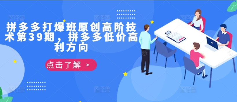 拼多多打爆班原创高阶技术第39期，拼多多低价高利方向-点子口袋网