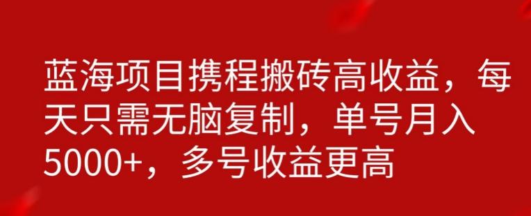 携程搬砖项目，只需每天无脑复制，月入5000+-点子口袋网