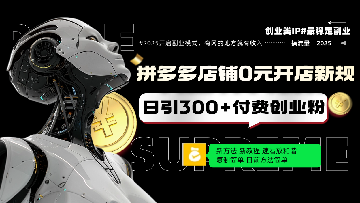 拼多多店铺0元开店新规，日引300+付费创业粉，目前方法简单复制粘贴可矩阵-点子口袋网