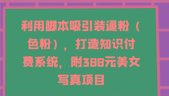 利用脚本吸引装逼粉(色粉)，打造知识付费系统，附388元美女写真项目-点子口袋网