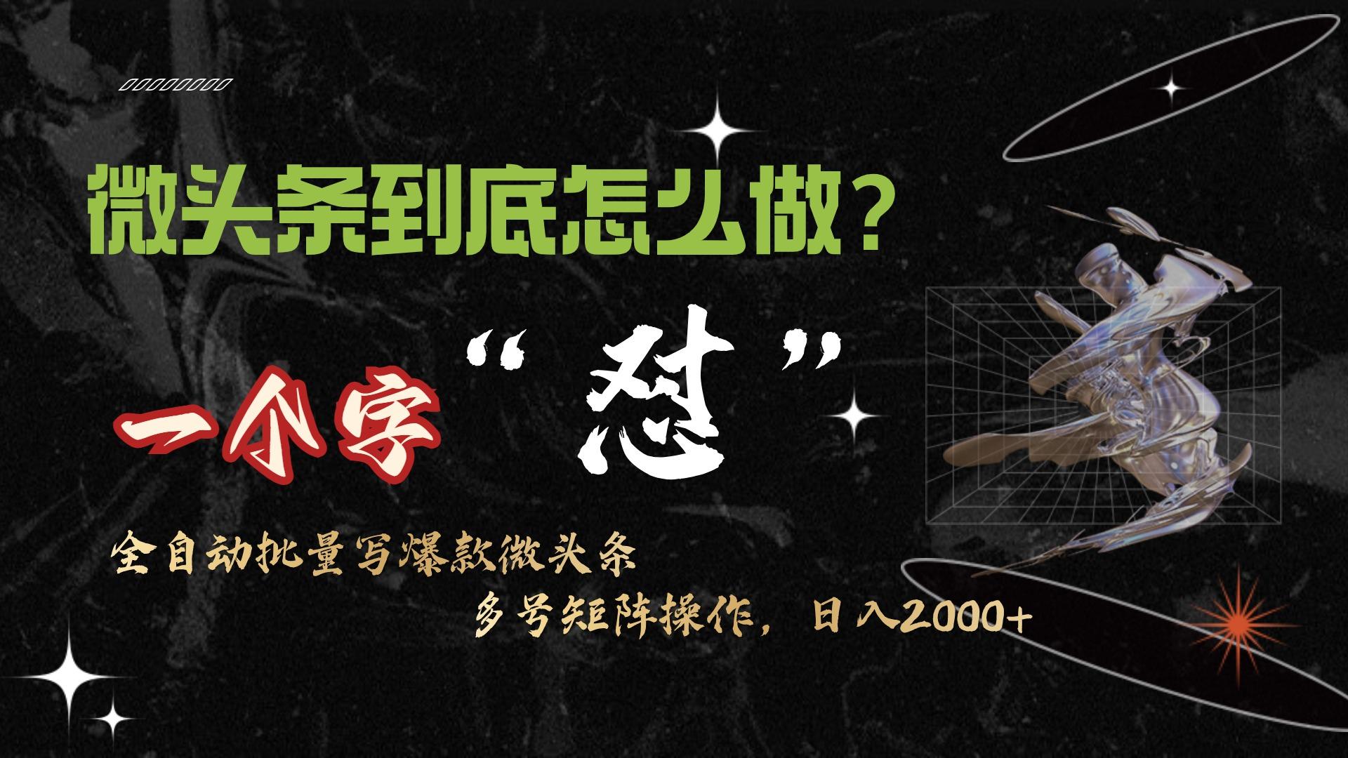 (9809期)微头条最新最强连怼操作，10分钟50条，真正解放双手，月入1w+-点子口袋网
