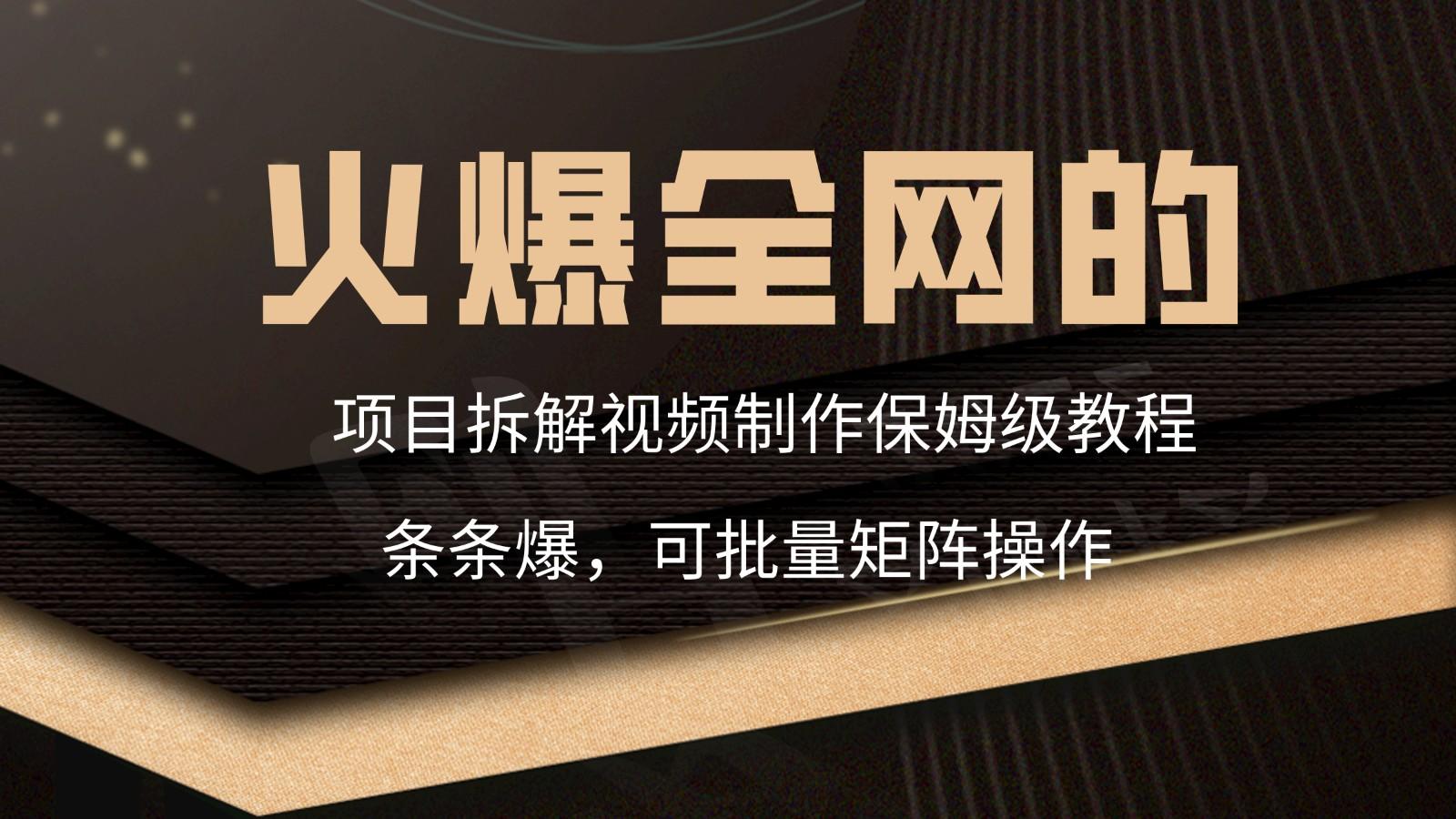 火爆全网的项目拆解类视频如何制作，条条爆，保姆级教程-点子口袋网