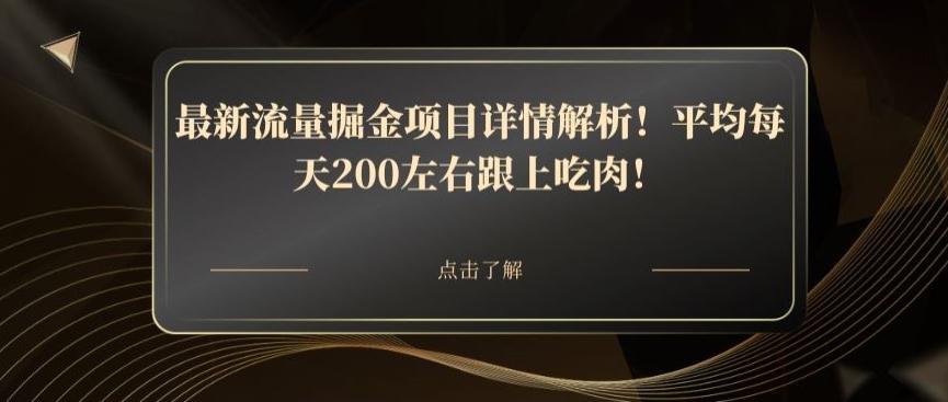 最新流量掘金项目详情解析！平均每天200左右跟上吃肉！-点子口袋网