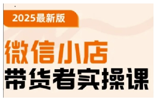 2025最新版微信小店带货者实操课，基础操作到高级运营技巧，快速上手-点子口袋网