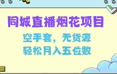 同城烟花项目，空手套，无货源，轻松月入5位数【揭秘】-点子口袋网