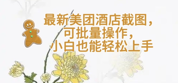 【轻云】最新美团酒店截图，可批量操作，小白也能轻松上手-点子口袋网
