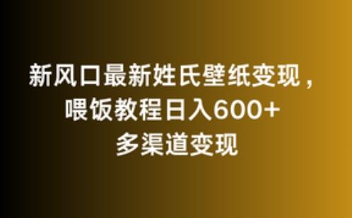 新风口最新姓氏壁纸变现，喂饭教程日入600+【揭秘】-点子口袋网