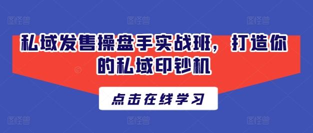 私域发售操盘手实战班，打造你的私域印钞机-点子口袋网