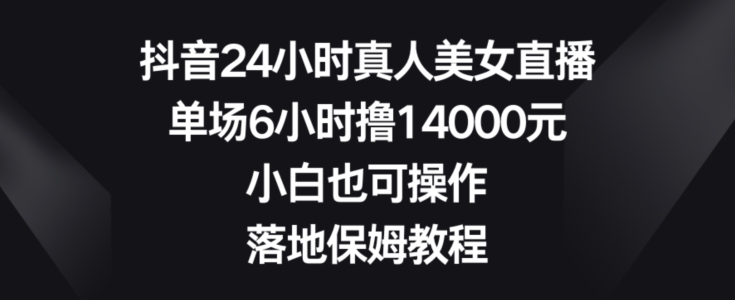 抖音24小时真人美女直播，单场6小时撸14000元，小白也可操作，落地保姆教程【揭秘】-点子口袋网
