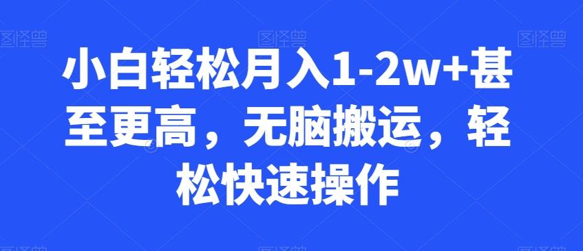 小白轻松月入1-2w+甚至更高，无脑搬运，轻松快速操作-点子口袋网