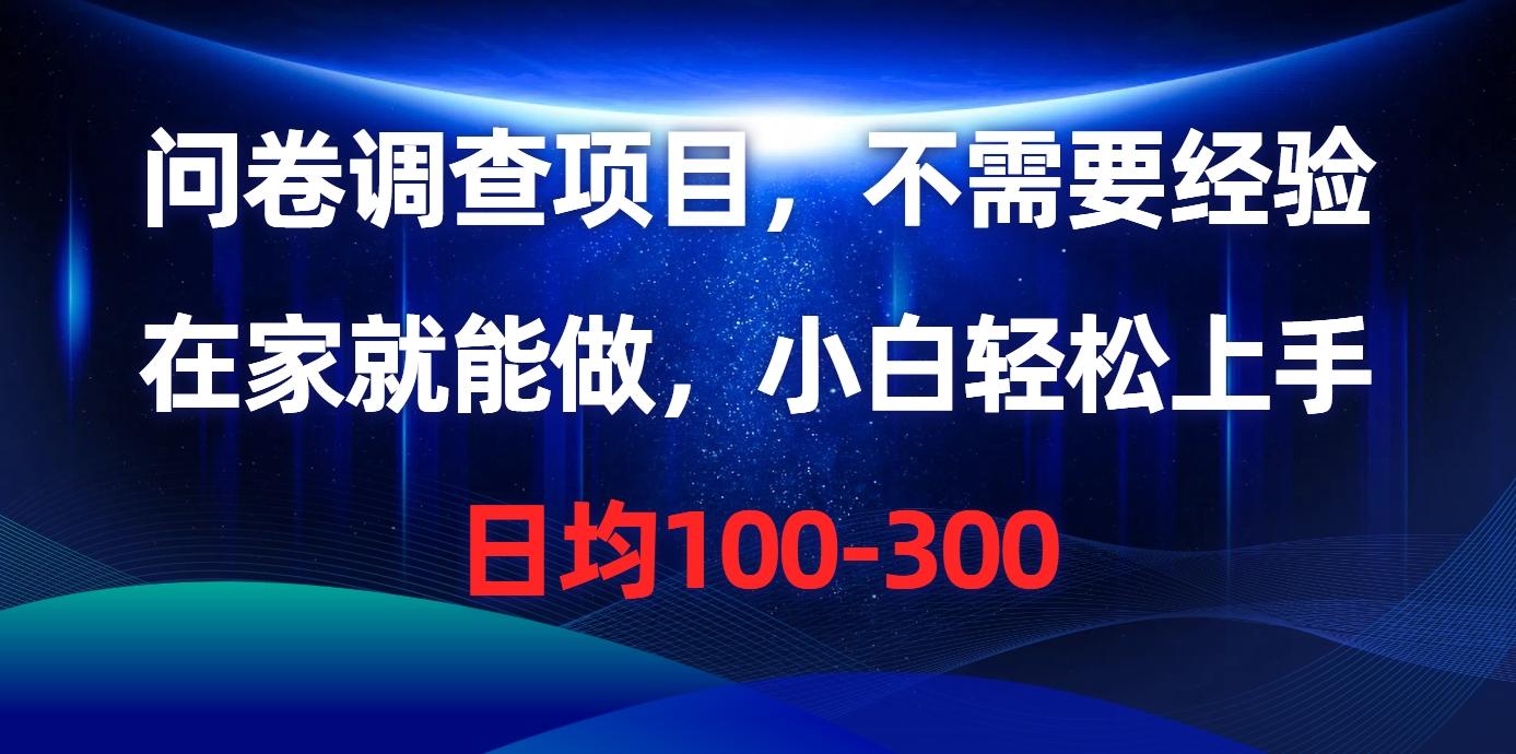 问卷调查项目，不需要经验，在家就能做，小白轻松上手，日均100-300-点子口袋网