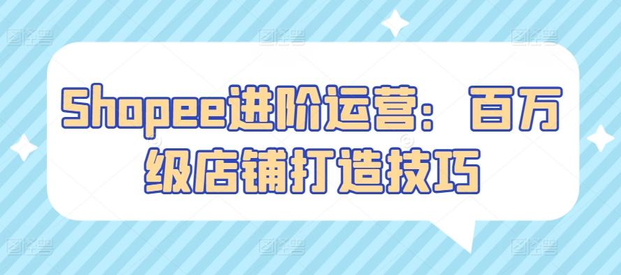 Shopee进阶运营：百万级店铺打造技巧-点子口袋网