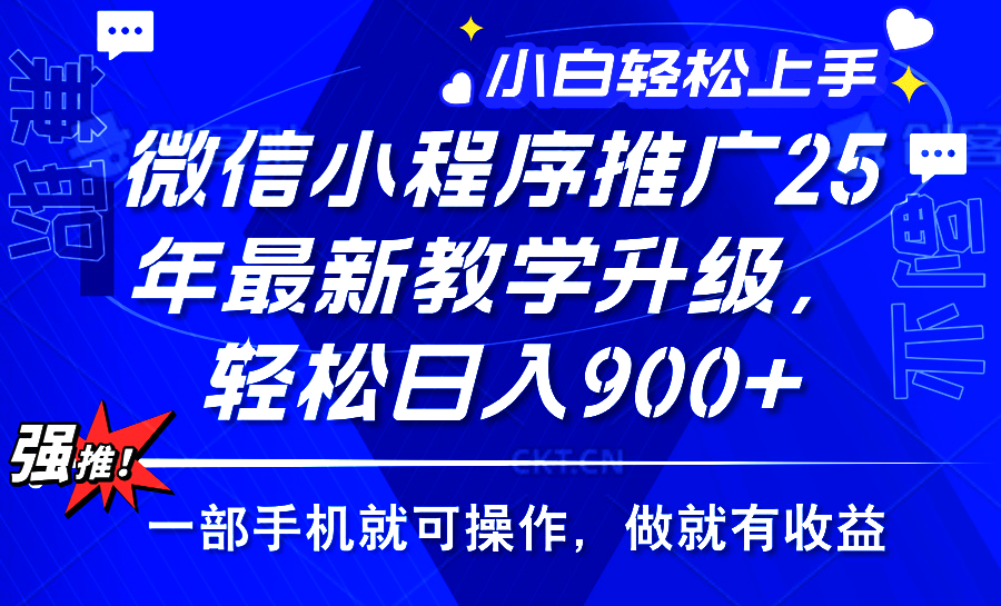 2025年微信小程序推广，最新教学升级，轻松日入900+，小白宝妈轻松上手...-点子口袋网