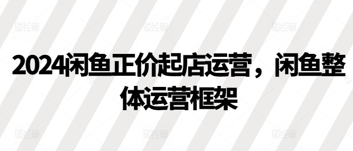 2024闲鱼正价起店运营，闲鱼整体运营框架-点子口袋网