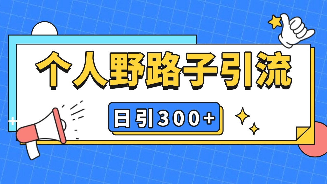 个人野路子引流日引300+精准客户，暴力截流玩法+克隆自热-点子口袋网