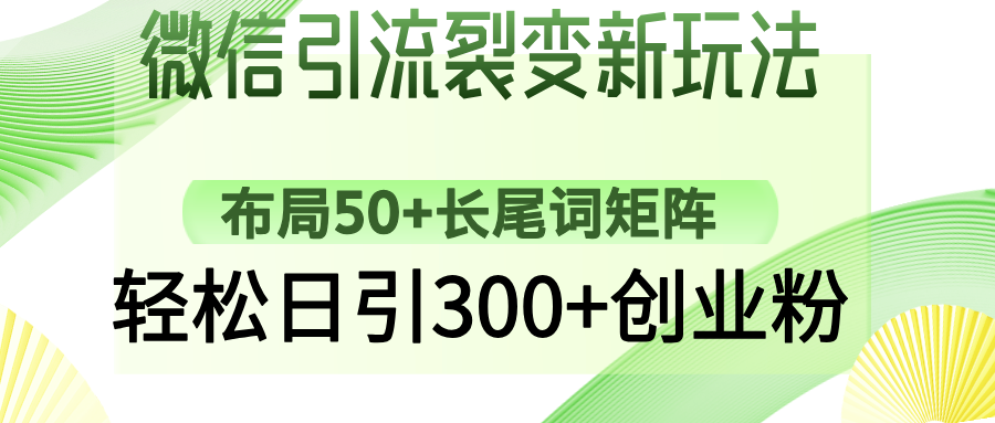 微信引流裂变新玩法：布局50+长尾词矩阵，轻松日引300+创业粉-点子口袋网