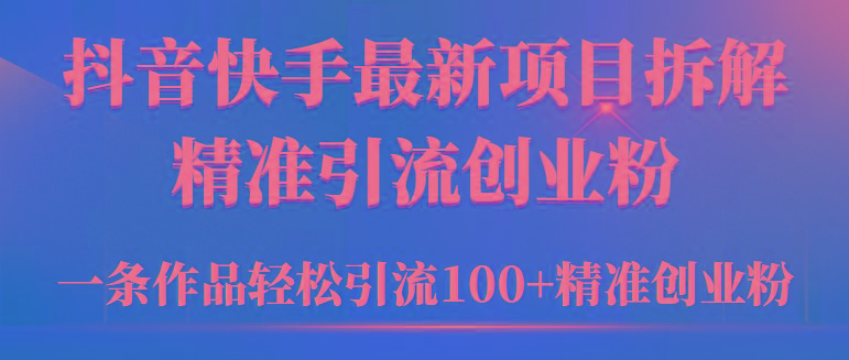 (9447期)2024年抖音快手最新项目拆解视频引流创业粉，一天轻松引流精准创业粉100+-点子口袋网
