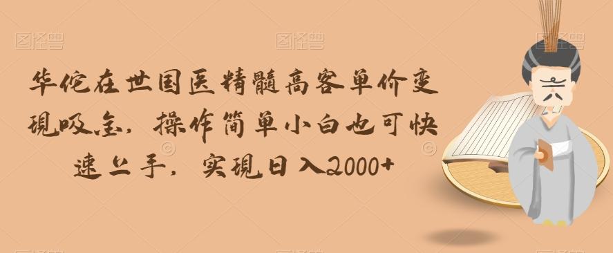 华佗在世国医精髓高客单价变现吸金，操作简单小白也可快速上手，实现日入2000+【揭秘】-点子口袋网