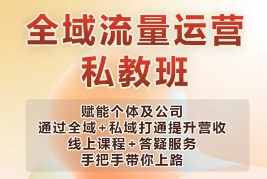 全域流量运营操盘课，赋能个体及公司通过全域+私域打通提升营收-点子口袋网