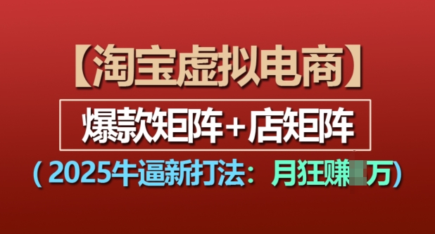 淘宝虚拟电商，2025牛逼新打法：爆款矩阵+店矩阵，月入过万-点子口袋网