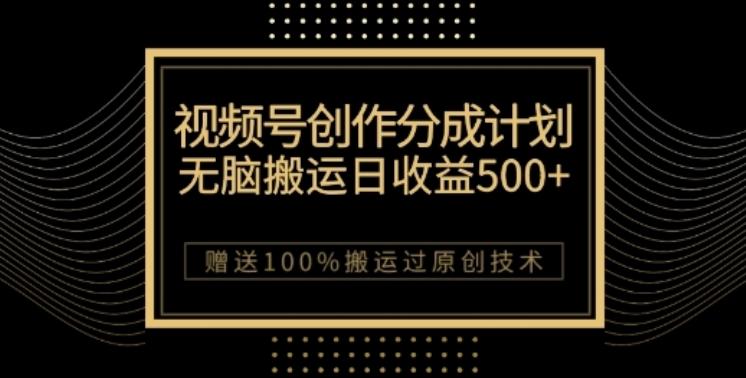 视频号分成计划与私域双重变现，纯搬运无技术，日入3~5位数【揭秘】-点子口袋网