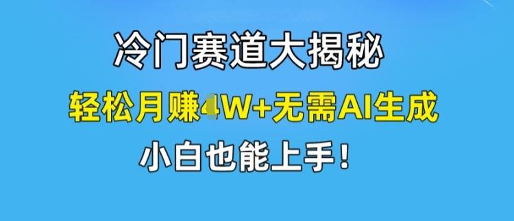 冷门赛道大揭秘，轻松月赚1W+无需AI生成，小白也能上手【揭秘】-点子口袋网
