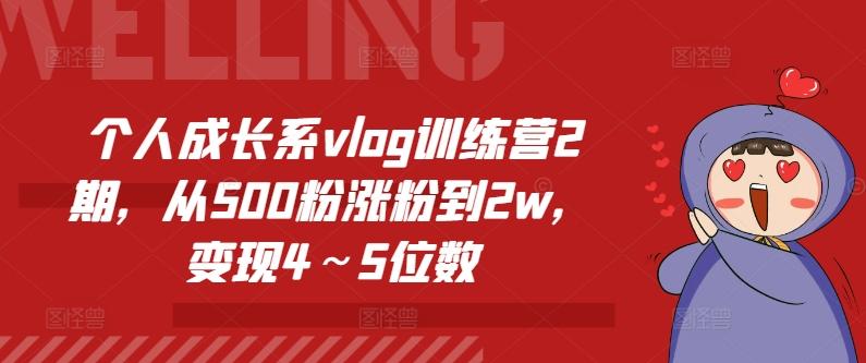个人成长系vlog训练营2期，从500粉涨粉到2w，变现4～5位数-点子口袋网