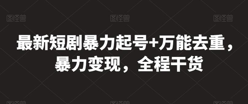 最新短剧暴力起号+万能去重，暴力变现，全程干货【揭秘】-点子口袋网