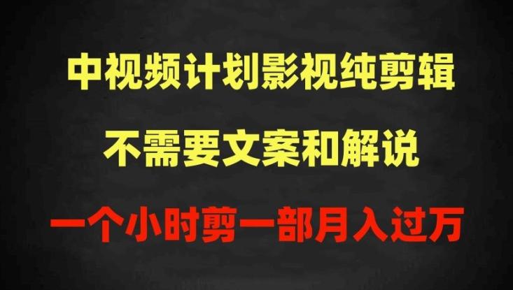 中视频计划影视纯剪辑，不需要文案和解说，一个小时剪一部，100%过原创月入过万【揭秘】-点子口袋网