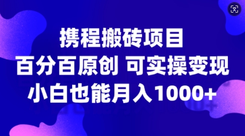 携程搬砖项目，百分百原创，可实操变现，新手小白月入1k+【揭秘】-点子口袋网